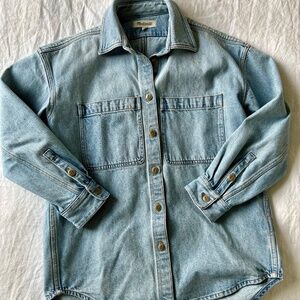madewell heavyweight denim oversized button-up shirt